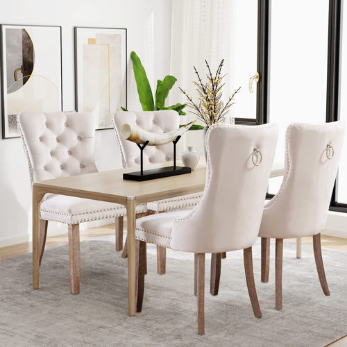 Inbox Zero Velvet Dining Chairs, Upholstered Highend Tufted Dining